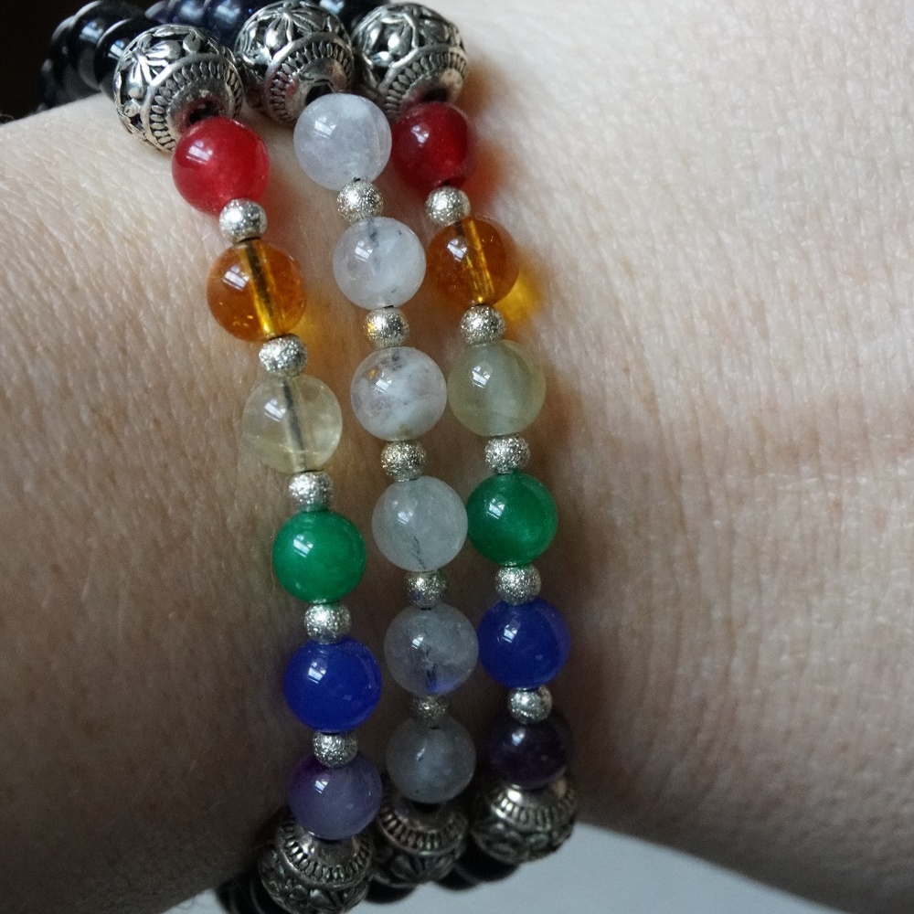 Chakra 3 layer stretch bracelet